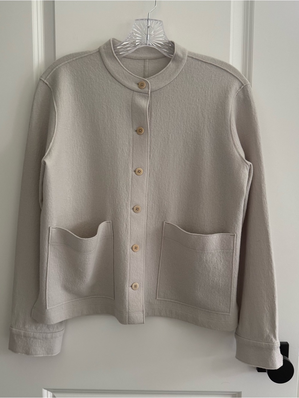 Eileen Fisher Cream Button-Front Pocket Jacket